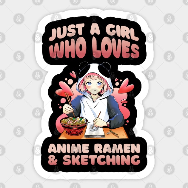 Anime Girl Ramen Sketching Sticker by Emart